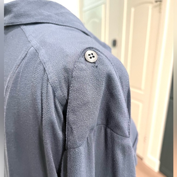 New Navy Matty Willow Clay Button Down Long Roll-up Sleeve Dress - Picture 4 of 12